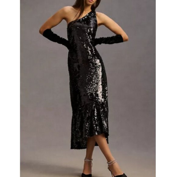 Anthropologie Maeve XL NWT One-Shoulder Sequin Dress Disco Party Cocktail New - Picture 6 of 9